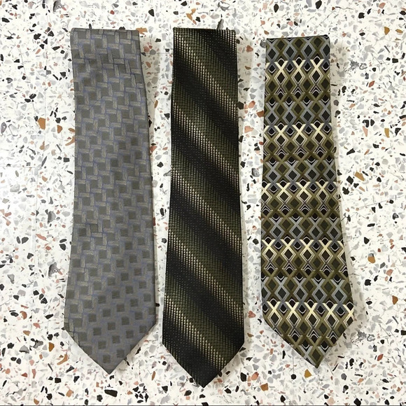 100% SILK NECK TIES LOT OF 3 W/HANGER MIX BRAND STAFFORD JAY JACOBS KENNETH COLE - Picture 11 of 11